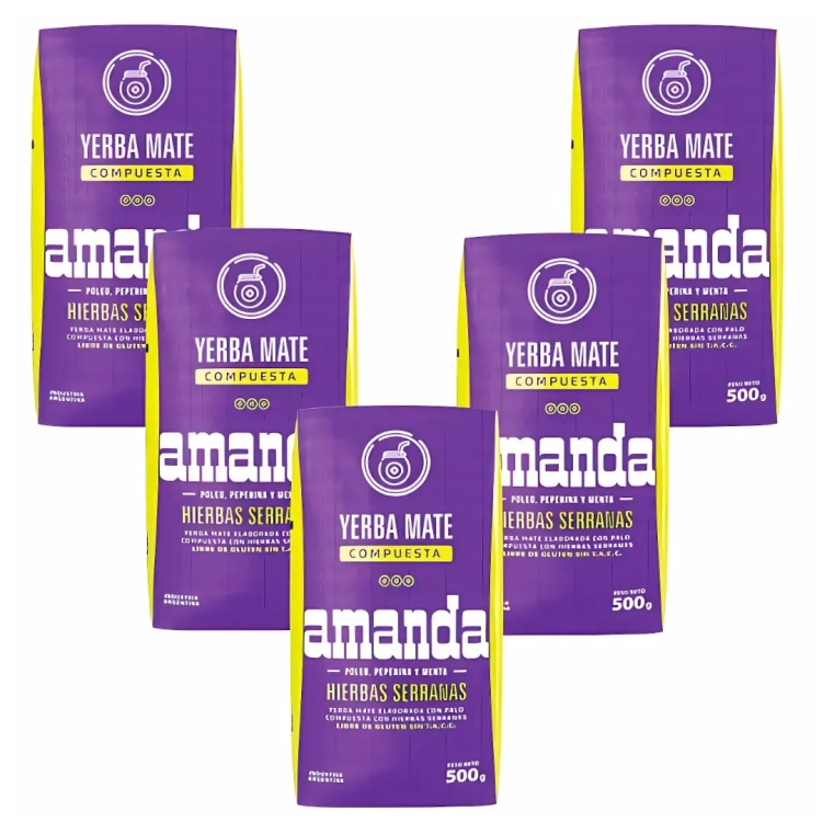 Yerba Mate Amanda Hierbas Serranas (Ziołowa) 5x500g 2,5kg