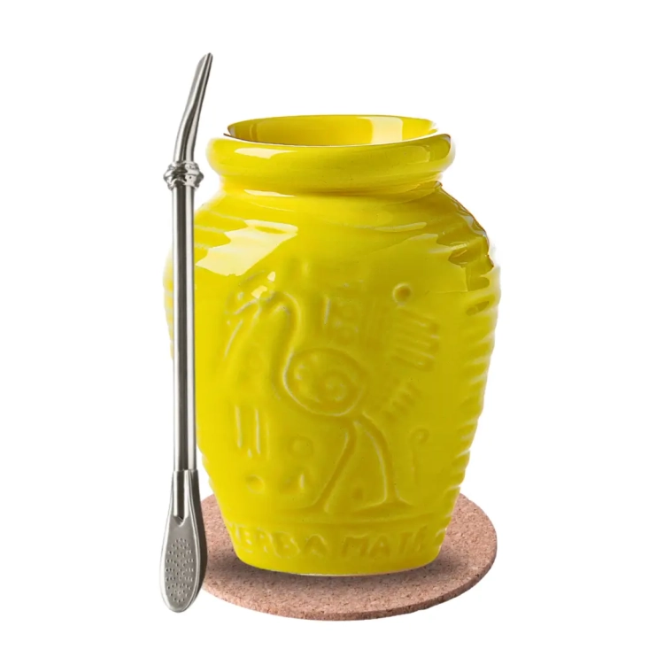 Zestaw do Yerba Mate Matero Aztek + Bombilla Podkładka