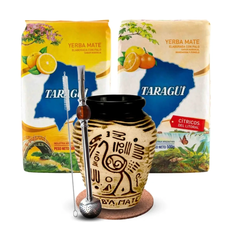 Zestaw Yerba Mate Taragui Naranja Citricos Litoral 2x500g + Akcesoria