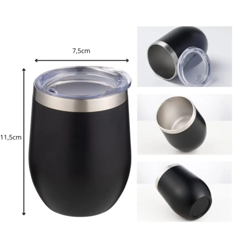 Matero Yerba Mate TermoLid Czarne 350ml z pokrywka