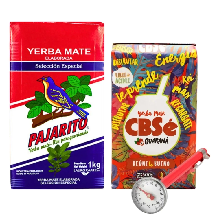 Zestaw Yerba Mate Pajarito Seleccion Especial CBSe Guarana + Termometr