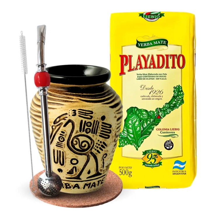 Zestaw Startowy Yerba Mate Playadito Elaborada + Matero Aztek Bombilla.webp