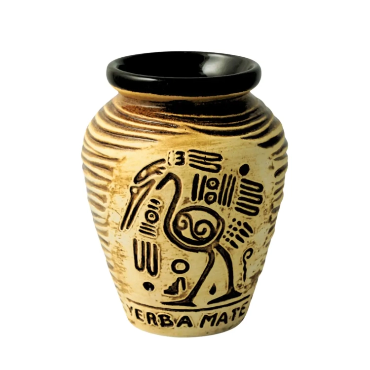 Matero do Yerba mate Ceramiczne Aztek Brązowe 280ml