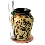 Zestaw do Yerba Mate Matero Aztek + Bombilla z kamieniem
