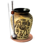 Yerba Mate Zestaw Matero Aztek + Bombilla Podkładka