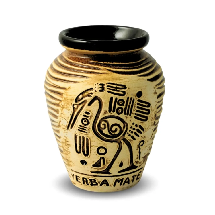 Matero do Yerba mate Ceramiczne Aztek Brązowe 280ml
