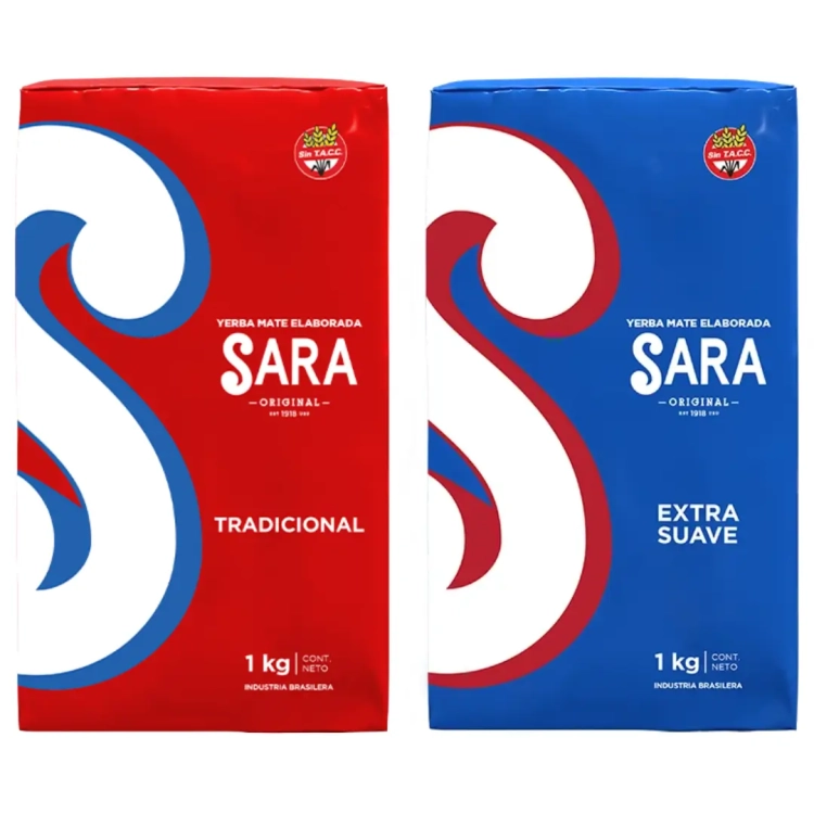 Zestaw Yerba Mate Sara Roja Tradicional + Extra Suave 2x1kg 2kg.webp