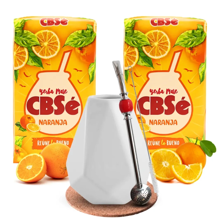 Zestaw Yerba Mate Startowy CBSe Naranja + Tykwa Bombilla Podkładka.webp
