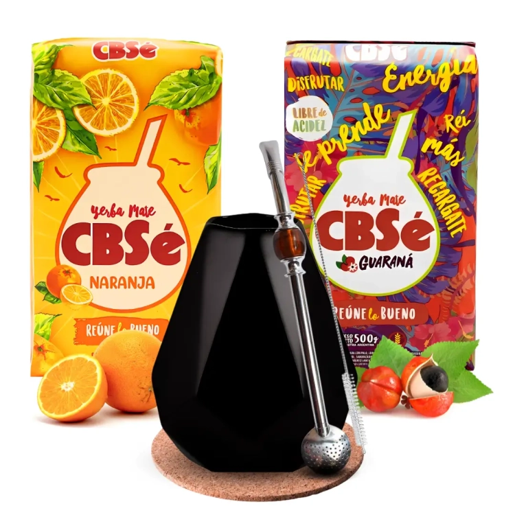 Zestaw Yerba Mate CBSe Naranja Energia Guarana + Tykwa Bombilla.webp