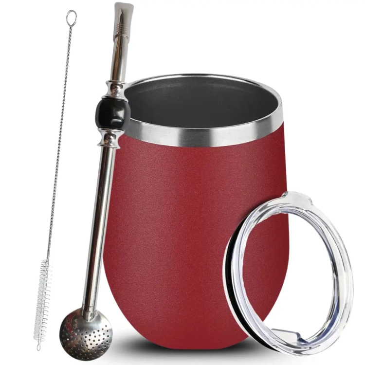Zestaw do Yerba Mate Czerwone Matero Kubek Termiczny i Bombilla INOX.webp