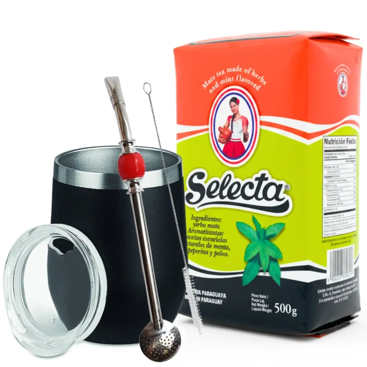Zestaw Yerba Mate Selecta Miętowa + Matero i Bombilla – Na start! (1).webp
