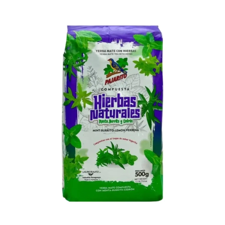 Yerba Mate Pajarito Compuesta Burrito y Cedron 500g (Ziołowa).webp