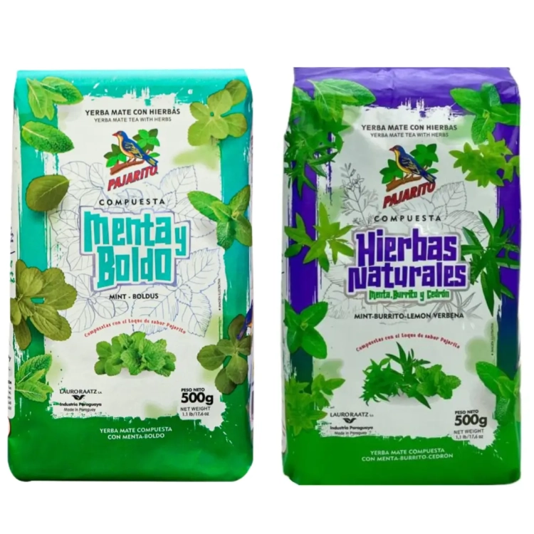 ZESTAW Yerba Mate Pajarito 2x500g Ziołowa MIĘTA MOC.webp