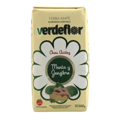 Yerba Mate Verdeflor Saborizada Con Menta Y Jengibre 500 g.webp