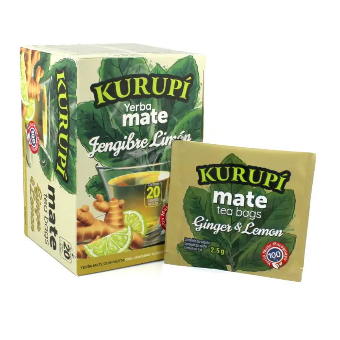 Yerba Mate Kurupi Ginger Lemon 20x2,5g Cocido Imbir Cytryna SASZETKI 20szt.webp