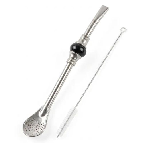 Bombila Grand Disco do Yerba Mate – Czarna 17 cm i Czyścik.webp