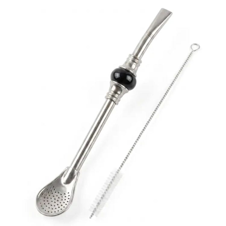 Bombila Grand Disco do Yerba Mate – Czarna 17 cm i Czyścik.webp