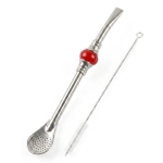 Bombilla Grand Disco do Yerba Mate – Czerwona 19 cm + Czyścik