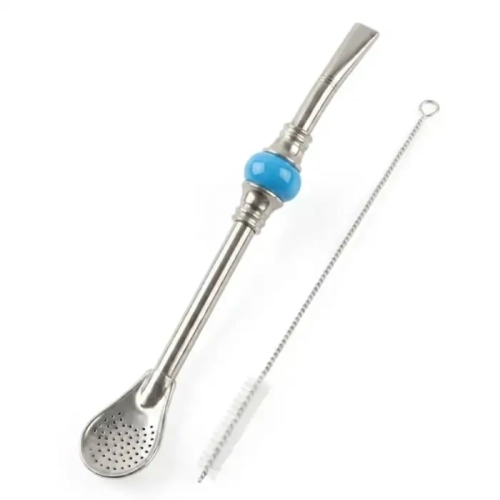 Bombilla Grand Disco do Yerba Mate – Niebieska 19 cm i Czyścik.webp
