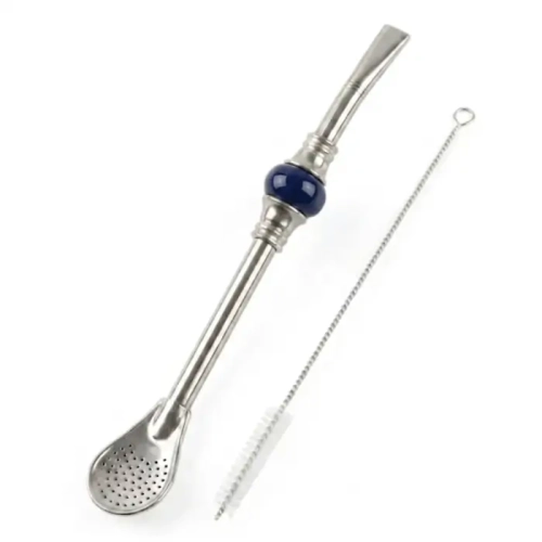 Bombila Grand Disco Yerba Mate – Granatowa Royal 19cm i Czyścik.webp