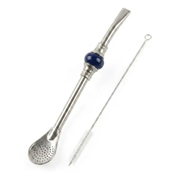 Bombila Grand Disco Yerba Mate – Granatowa Royal 19cm i Czyścik.webp
