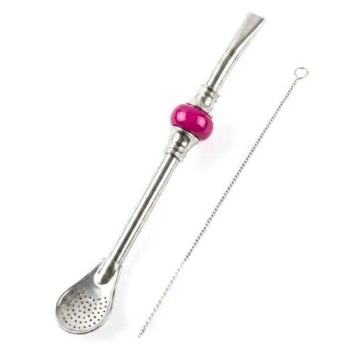 Bombilla Grand Disco do Yerba Mate – Różowa 19 cm + Szczoteczka.webp