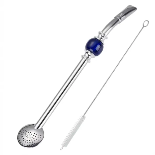 Bombilla Royal do Yerba Mate 21cm – Granatowy Kamień + Czyścik.webp