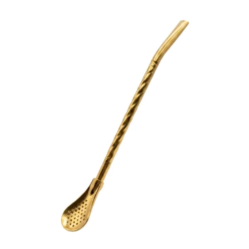 Bombilla Rosario do yerba mate 19 cm – Złota.webp