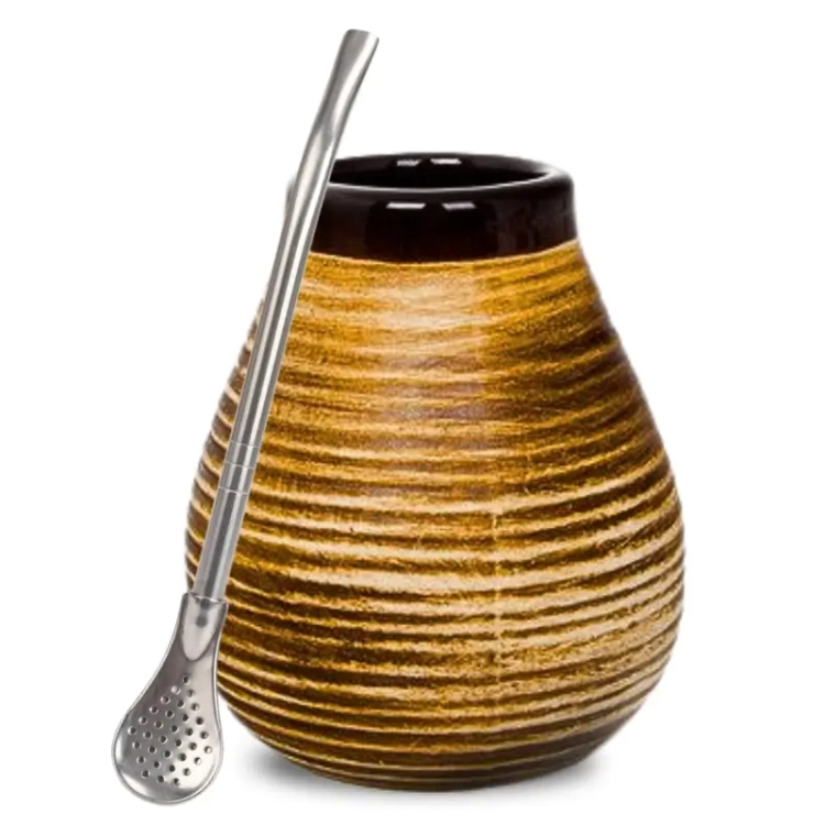 Zestaw Yerba Mate Tykwa Brązowa 330ml Kubek + Bombilla - Idealny na Start!.webp