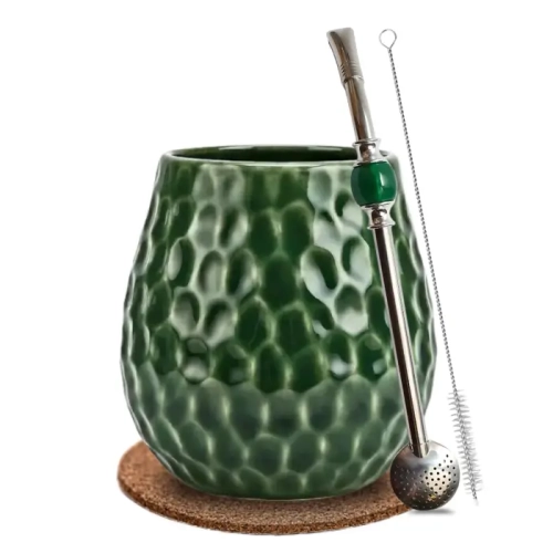 Zestaw Yerba Mate Szmaragdowe Matero + Bombilla – Zielony Kryształ (1).webp