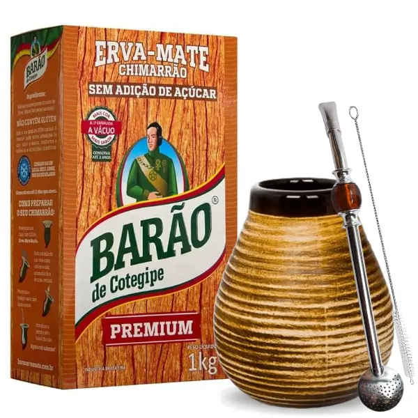 Zestaw Startowy Yerba Mate Premium – Barao Chimarrao 1kg + Tykwa Bombilla.webp