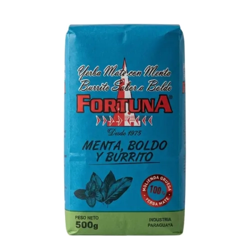 Yerba Mate Fortuna Menta Boldo Burrito 500g Paragwajska.webp