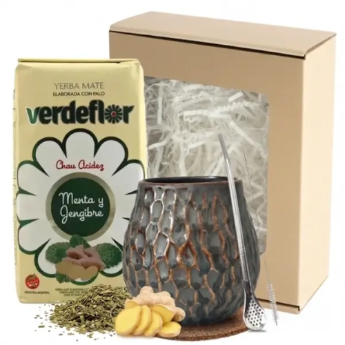 Zestaw Yerba Mate na Prezent Imbirowa Verdeflor i Matero Słomka.webp