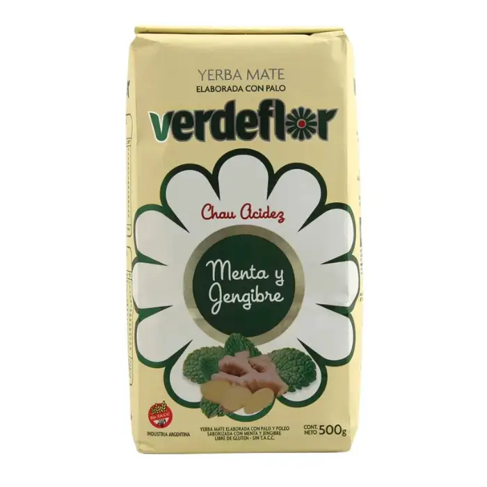 Yerba Mate Verdeflor Saborizada Con Menta Y Jengibre 500 g.webp