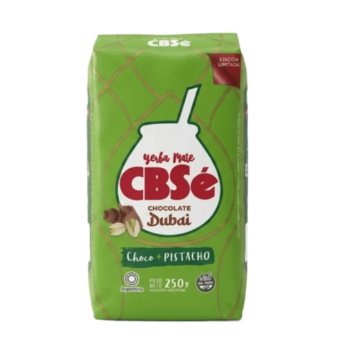 Opakowanie z argentyńską yerba mate CBSe Dubai Chocolate.webp