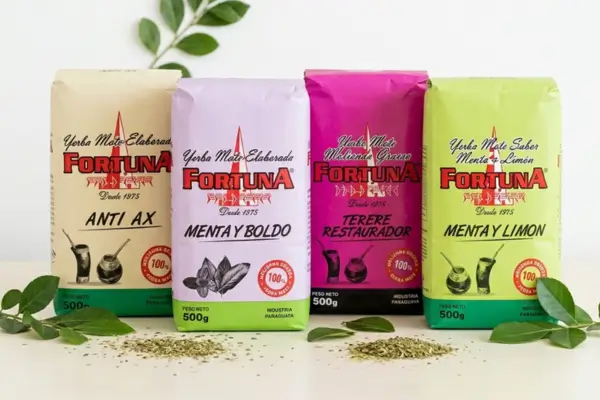 Zestawienie wariantów smakowych yerba mate Fortuna